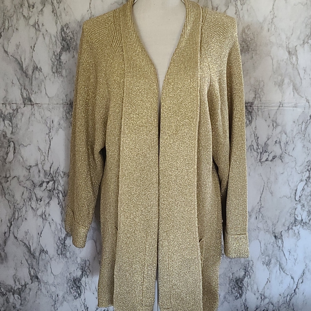 Vintage Rena rowan for Saville gold lurex cardigan size small